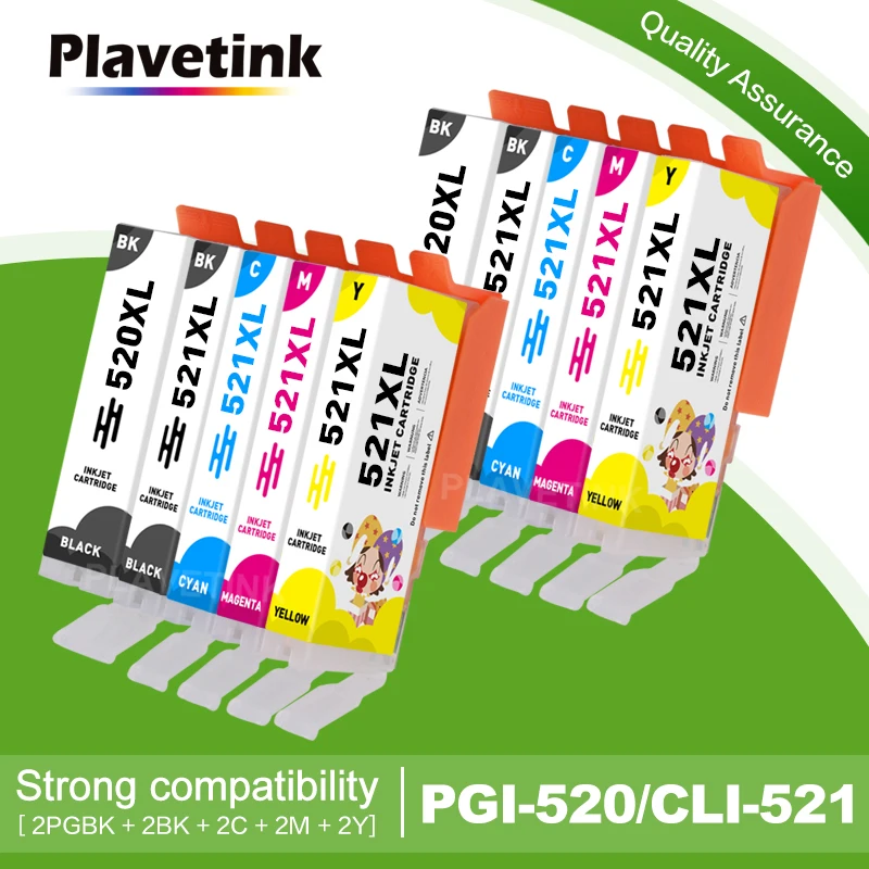 Plavetink-conjunto de cartuchos de tinta para impressora pgi520 cli521xl, compatível com canon pgi 520 cli 521 xl