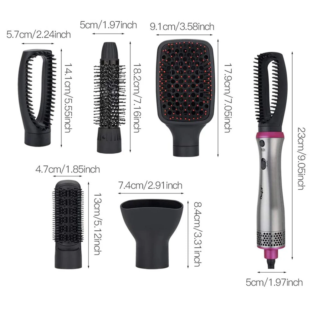 5 in1 Hair Dryer Hot Air Comb Set Professional Curling Brush Hair Multi Styler Hair Dryer Brush Hair Straightener Styling Tool