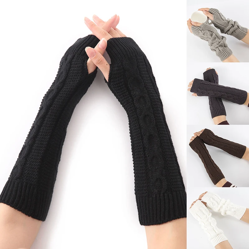 

Half Finger Gloves for Women Winter Soft Warm Knitting Arm Gloves Soft Warm Mittens Handschoenen Unisex Guantes Mujer