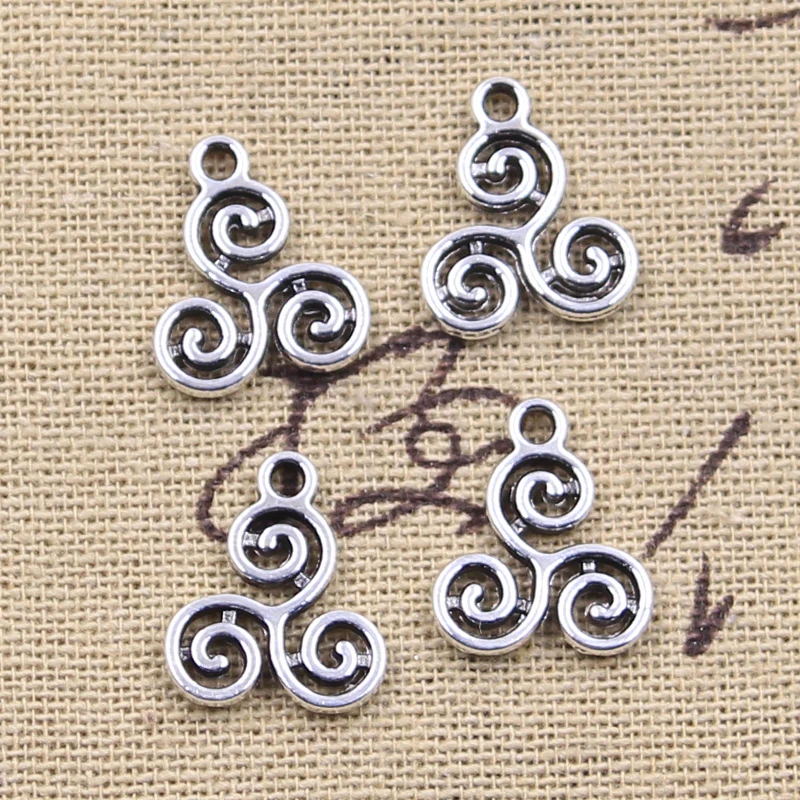 20pcs Charms Spiral Screw Helix Spire Volution 16x13mm Antique Silver Color Pendants Making DIY Handmade Tibetan Finding Jewelry