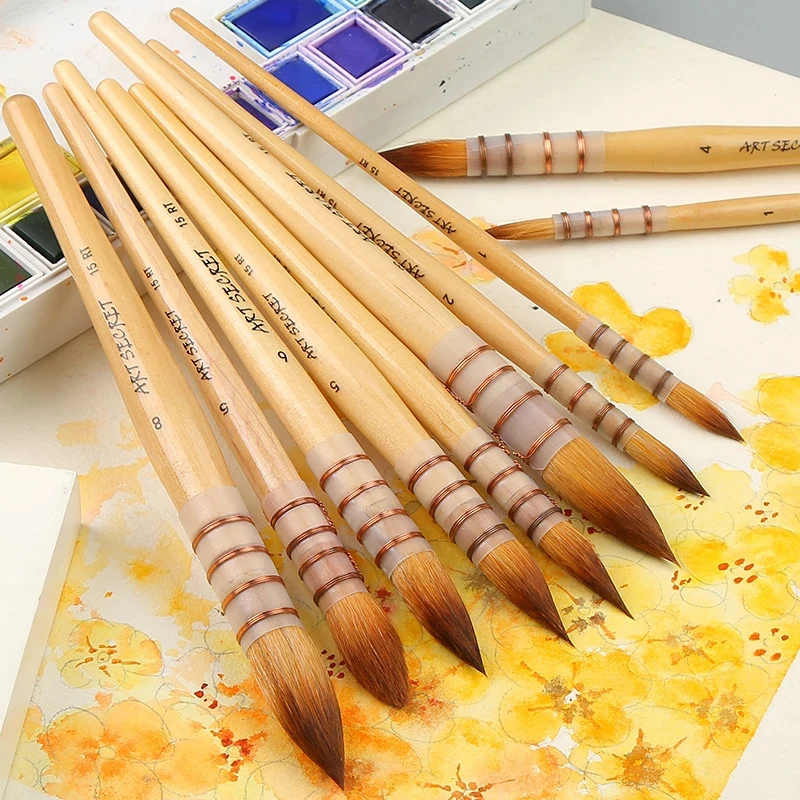 1pc Paint Brush for Watercolor Acrylic and Oil Nylon Hair Retro Brush Pen Artish Professional Art Supplies Painting Tools