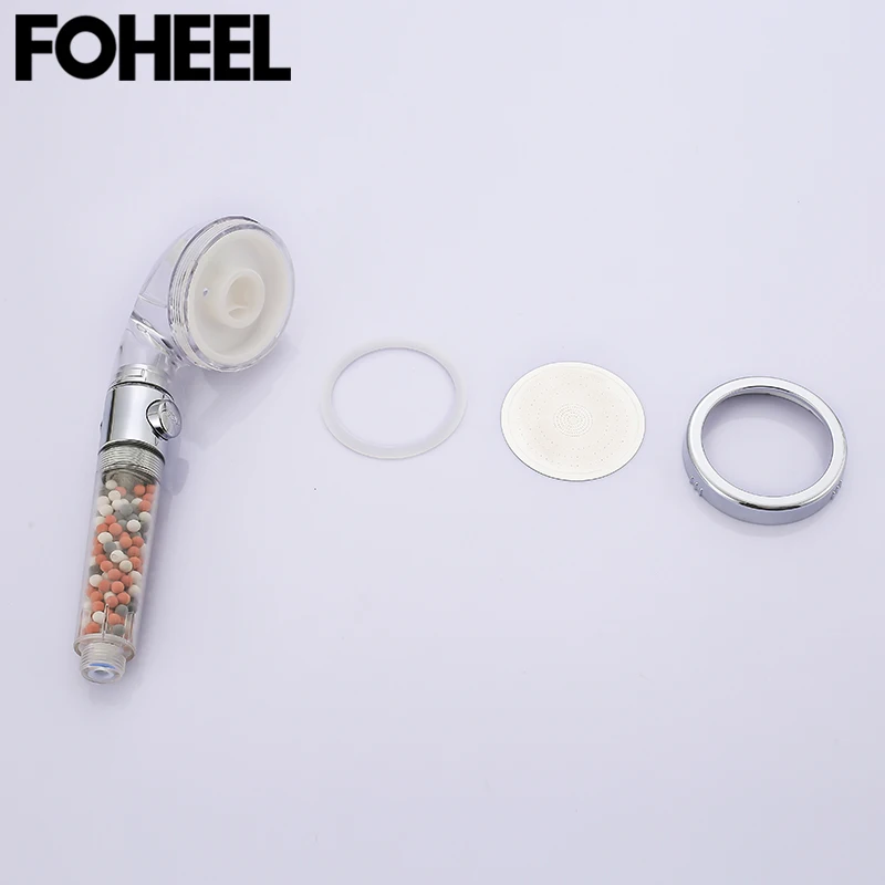 FOHEEL One Button to Stop Shower Head for Bathroom Home Usage Three Modes Water Spraying Function Filtered Bath Accessories