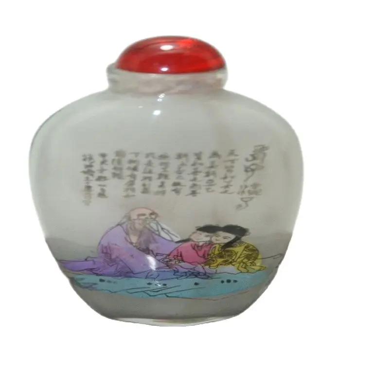 Fine Old Chinese Unique Painting Snuff Bottle Inside Painted Fan Zeng's Paintings Four Combinations