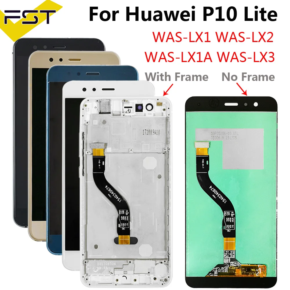 For Huawei P10 Lite P10Lite WAS-LX2J WAS-LX2 WAS-LX1A WAS-L03T WAS-LX3 LCD Display Touch Screen Digitizer Assembly with frame