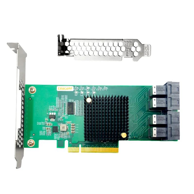 CEACENT ANU24PE08 NVMe U.2 Controller, PCIe 3.0 x8 4-Port SFF8643 to SFF8639, PLX8748 Chip, No Need Motherboard PCIe bifurcation