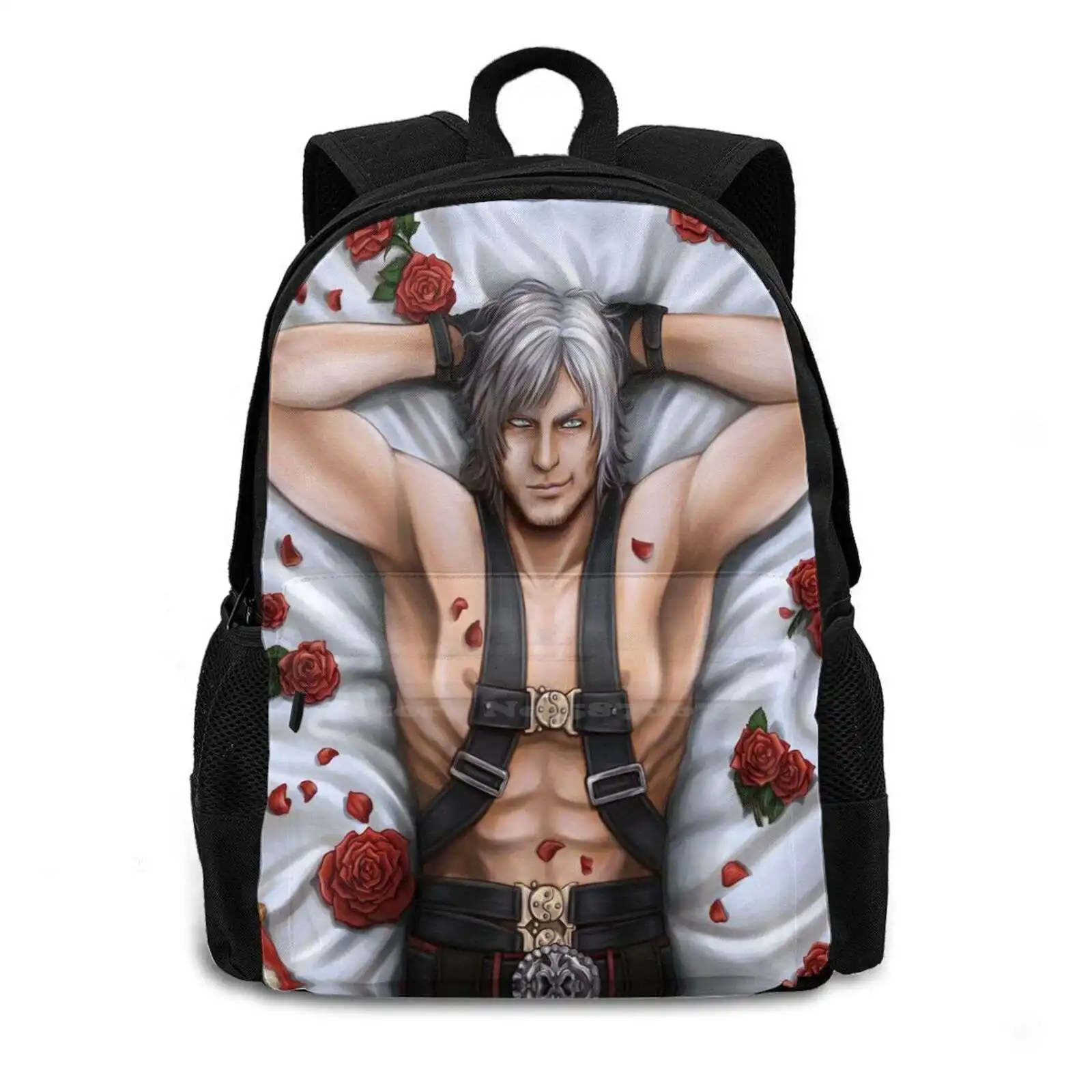 Sexy Dante Pattern Design Laptop Travel School Bags Rerinkin Dante Devil Never Cry Sexy Pizza Roses Bed Hot Fanart