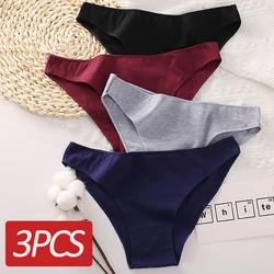 3PCS/Set Cotton Underwear Women M-2XL Comfortable Panties Ladies Plus Size Underpants Solid Color Briefs Female Lingerie