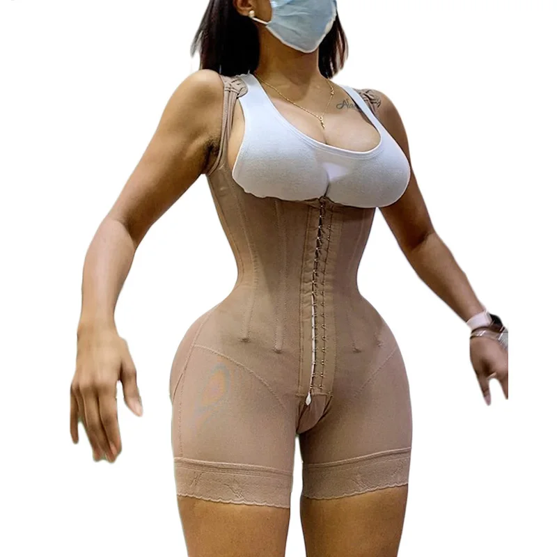 Women's Shapewear Hook And Eye Closure Tummy Control Adjustable Crotch Open Bust Bodysuit Thigh Trimmer Corset