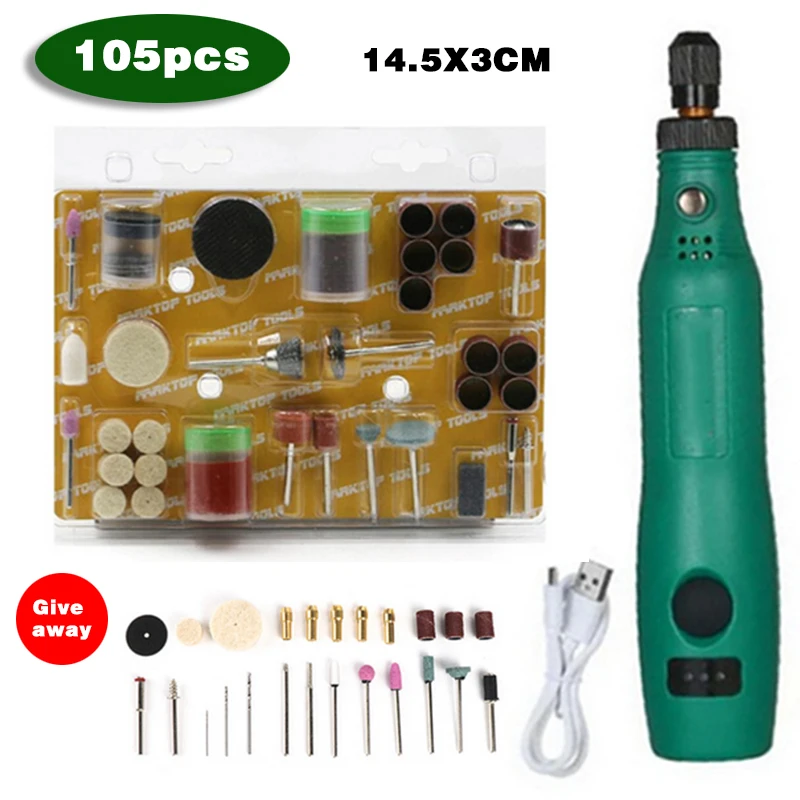 

18V 1.2W Mini Electric Grinder Set Cordless Carving Pen Polish Micro Drill Tool