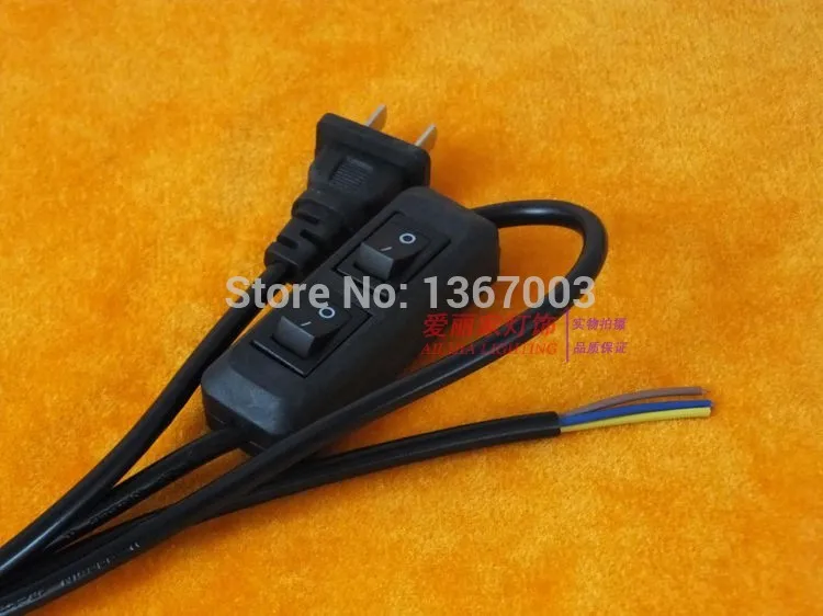 2pcs US Plug Light Switching White Black Color, Two switch on line Cable 1.8m On Off Power Cord For LED Lamp
