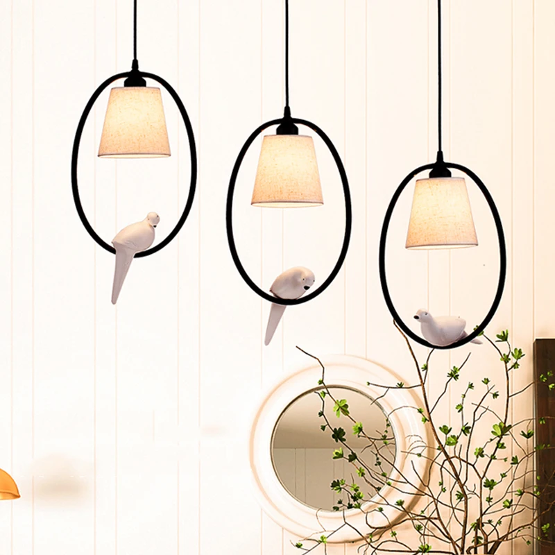 

Creative Loft Art bird pendant lights Vintage Ring Luminaire Kitchen Island Restaurant Cafe Dining table Bedroom Suspension lamp