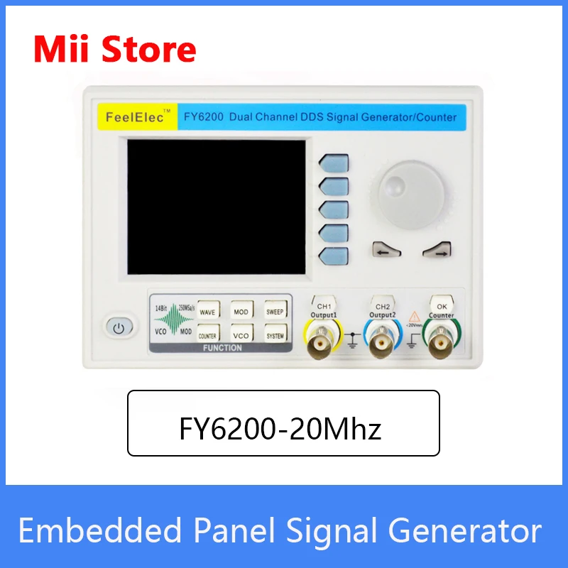 

FY6200-20M dual channel function Arbitrary Waveform DDS signal generator, Frequency counting panel type signal Source