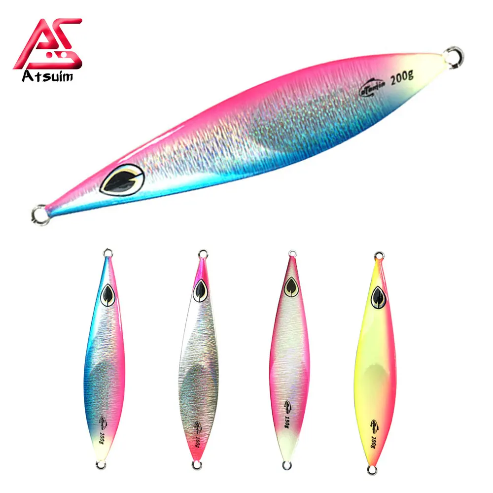 AS Slow Metal Jigging With Hooks Sinking Glow Jigs 80g100g150g200g250g300g Slow Falling luminuous Lure Fish Jigging Lure Angler