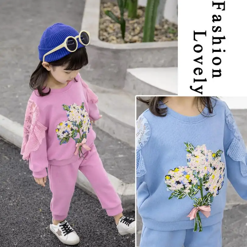 girl clothing sets fashion children clothes for girls sportswear kids Cotton tracksuit 3 4 years Toddler outfits Flowers costume