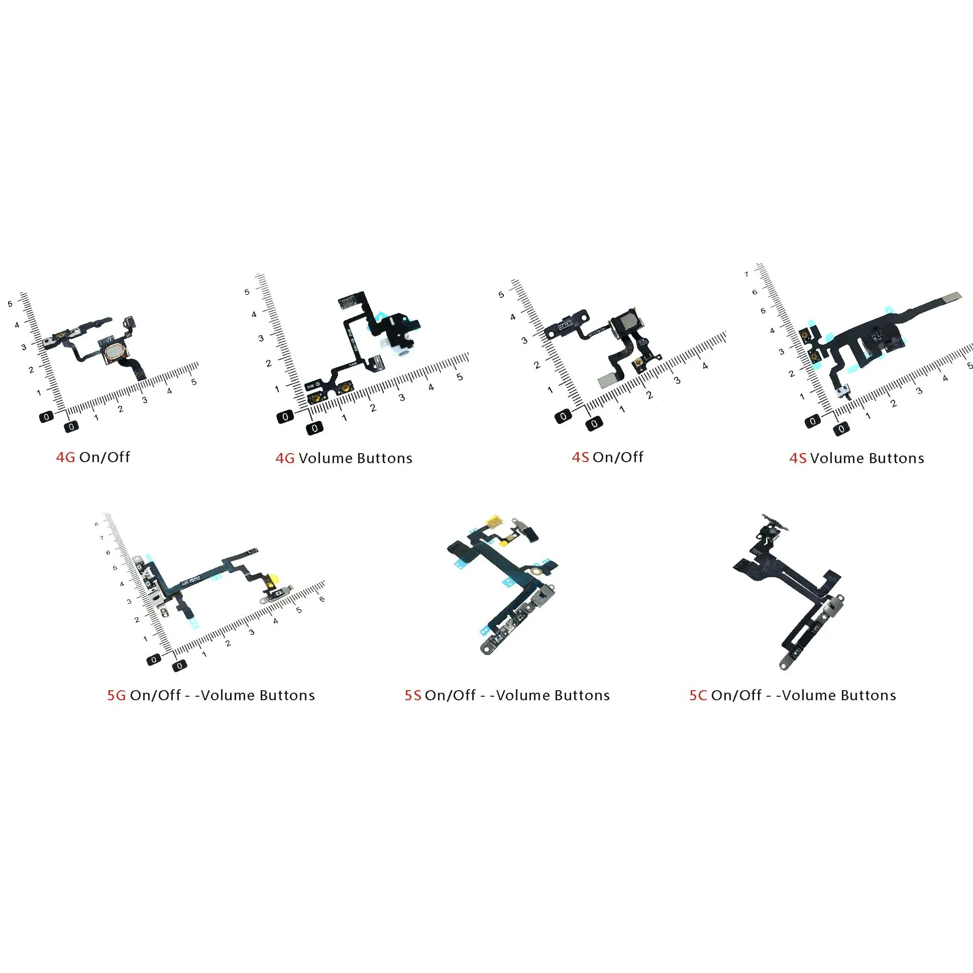 Power Flex Cable For iPhone 4 4S 5 5S 5C Volume button power switch On/Off ribbon flex cable replacement Repair parts