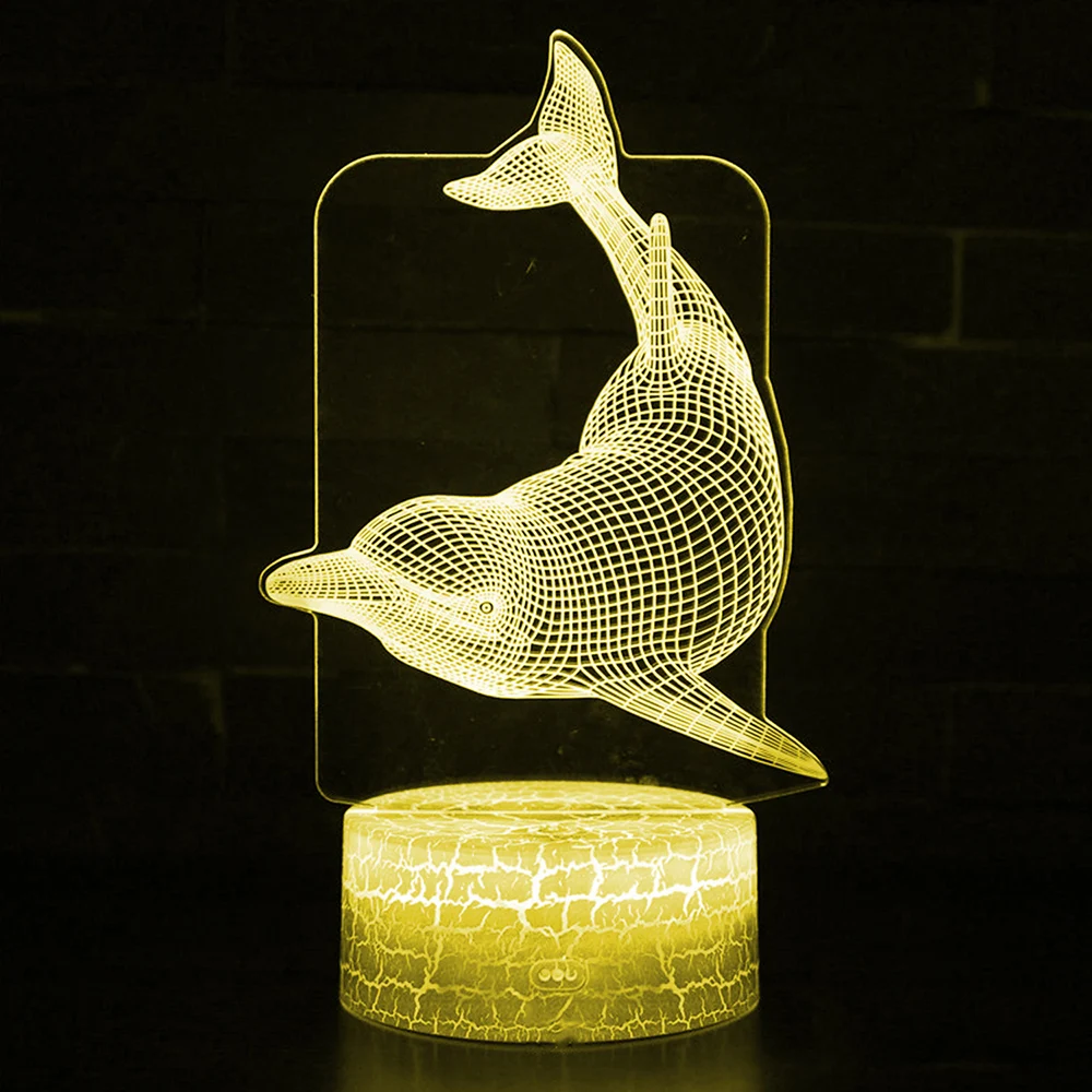 Remote / Touch Control 3D LED Night Light LED Table Desk Lamp Dolphin LED Night Light Color Change 3D LED Light for Kids Gift 30