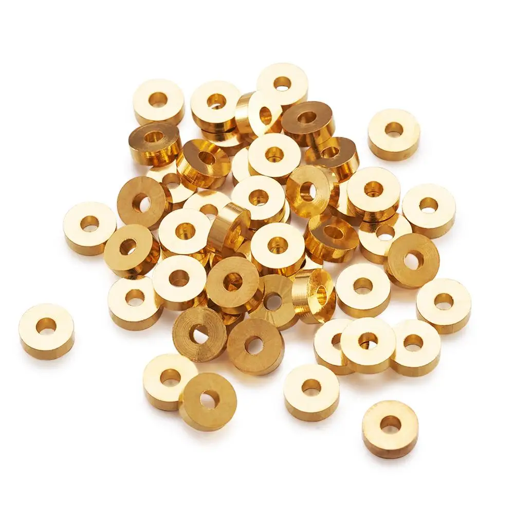 50pc Golden Brass Rondelle Spacer Beads  for jewelry making Finding DIY accessories , 6x2mm, Hole: 2mm