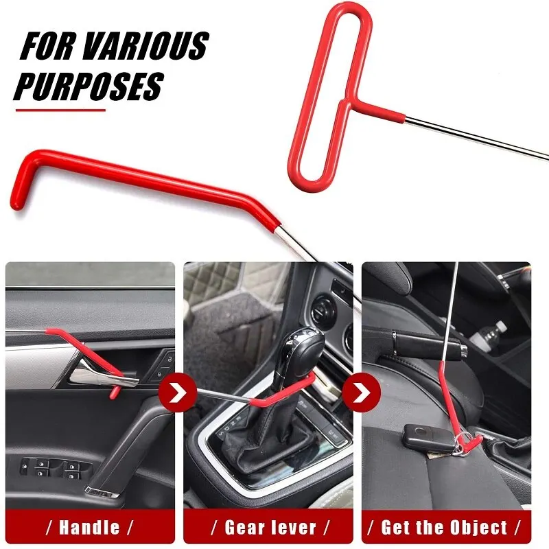 Car Tool Kit Door Open Grabber  Lockout Lock Pick Set Long Range Reach Hooking Key Lost In Truck Non-Marring Air Wedge Bag Pump