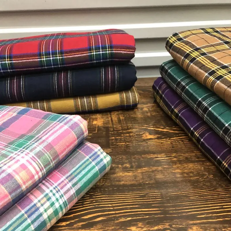 Scotland Plaid Fabric Red, Yellow And Blue Plaid Peach Cotton Fabric Shirt Skirt Handmade DIY Fabric/1M