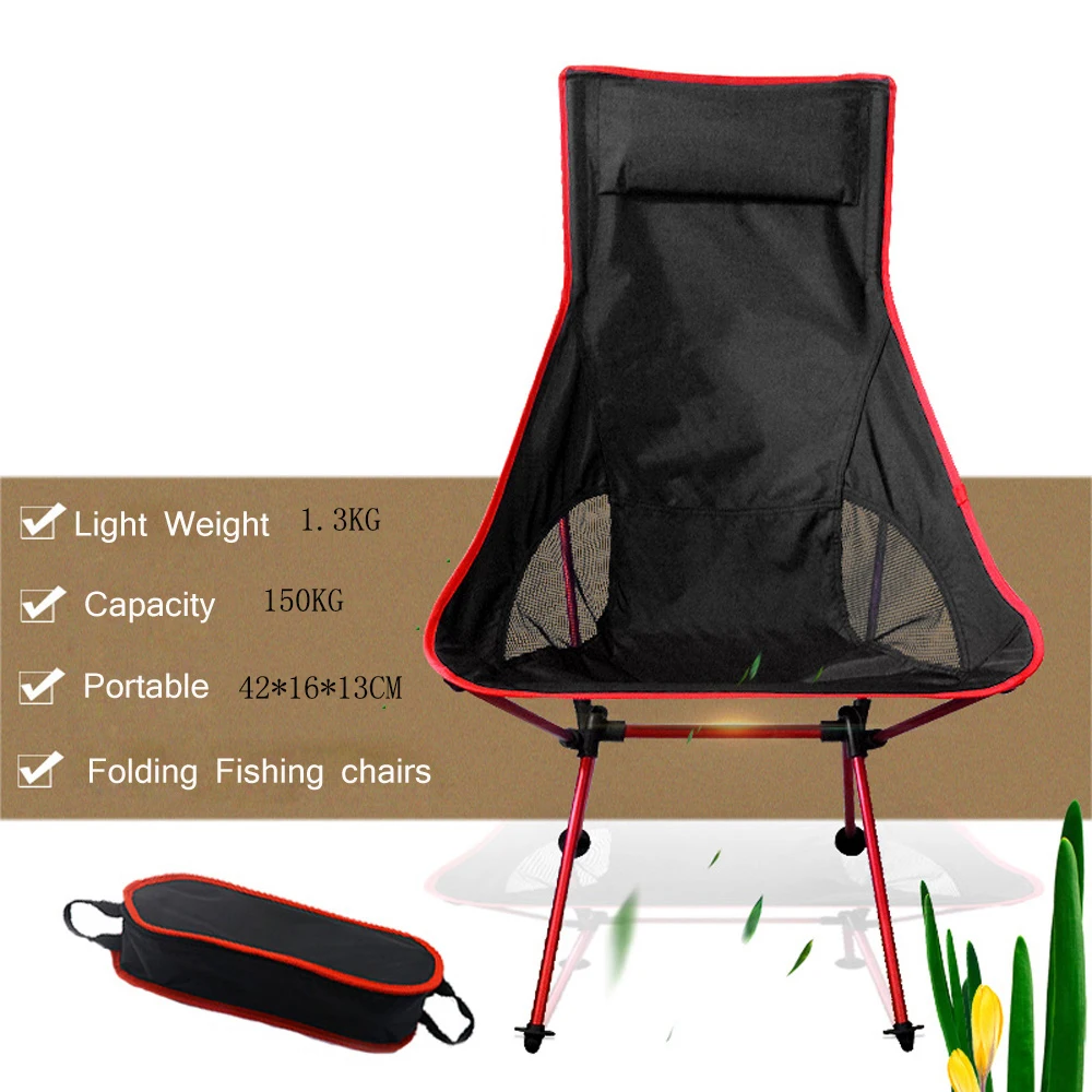 Portable Collapsible Chair Fishing Camping BBQ Stool Folding Extended Hiking Seat Garden Ultralight Outdoor Chair Foot Cover