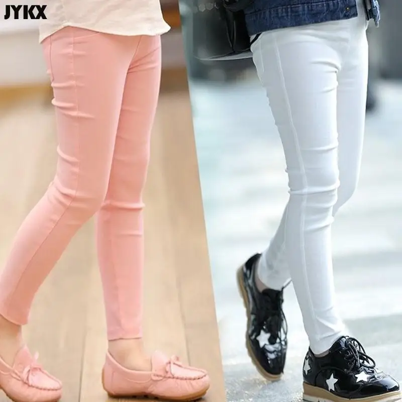 2024 Kids Girl Pants Spring Autumn Candy Color Elastic Pencil Trousers Child Solid Leggings For 2-11Y Children Clothing