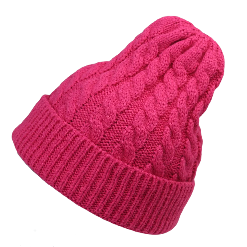 Acrylic Solid Cable Knit Beanies Blank Hats for Women Yellow Hot Pink Purple Single-layer Thin Style