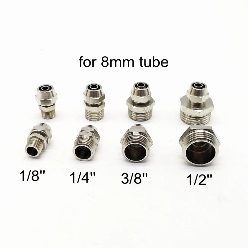 1pcs Male Thread Fast Twist Fittings OD 8mm Tube 1/8'' 1/4'' 3/8'' 1/2'' Thread Quick Joint Coupler Connector