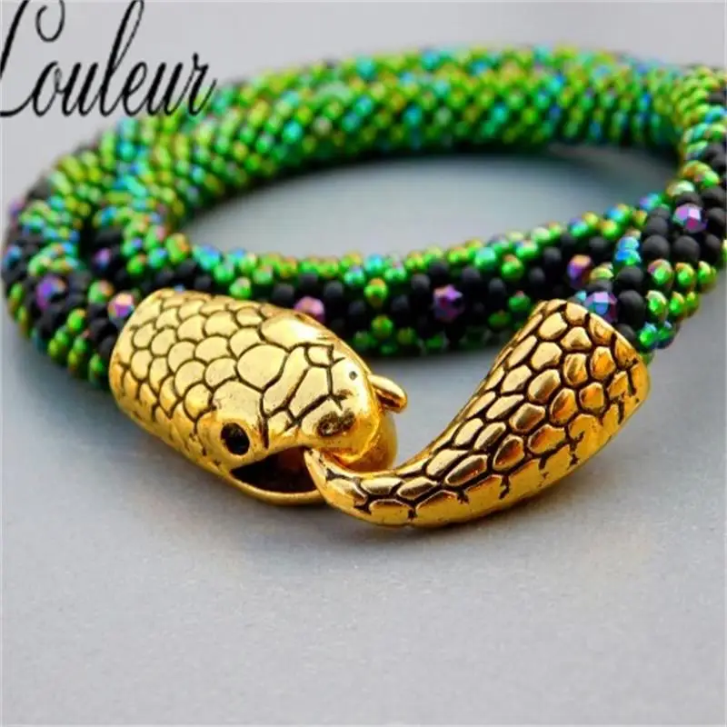 Louleur Snake Clasps Hooks  End Cap Connector For Jewelry Fit 7mm Leather Cord Bracelet For Necklace Bracelet Jewelry Making