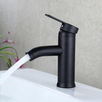 All Copper Black Paint Washbasin Faucet European Style Bathroom Washbasin Basin Hot and Cold Faucet Household Washbasin Faucet