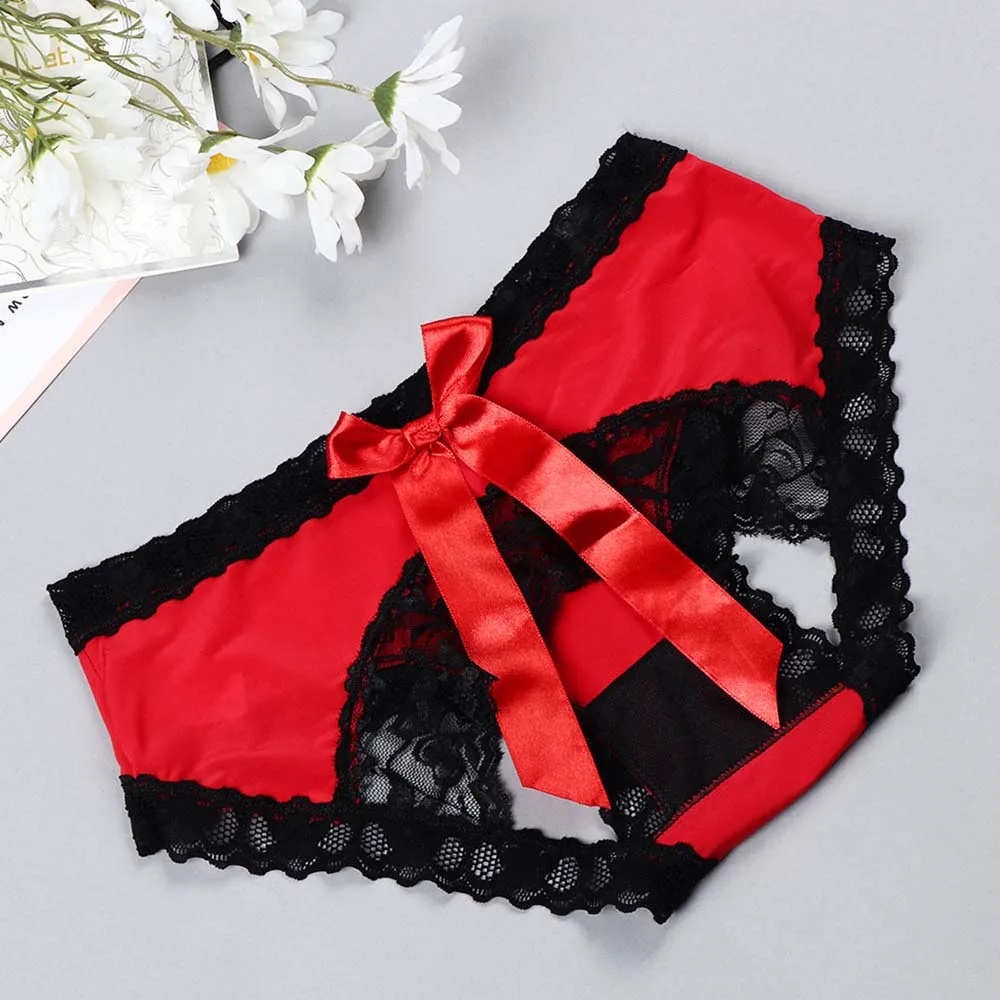 Women Sexy Panties Hips Bowknot Crotchless Panties Knickers Sexy Lingerie Underwear ropa interior femenina Open Crotch Briefs