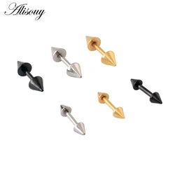 1Pair Fashion Punk Rock Rivet Spike Stainless Steel Mens Womens Stud Earrings