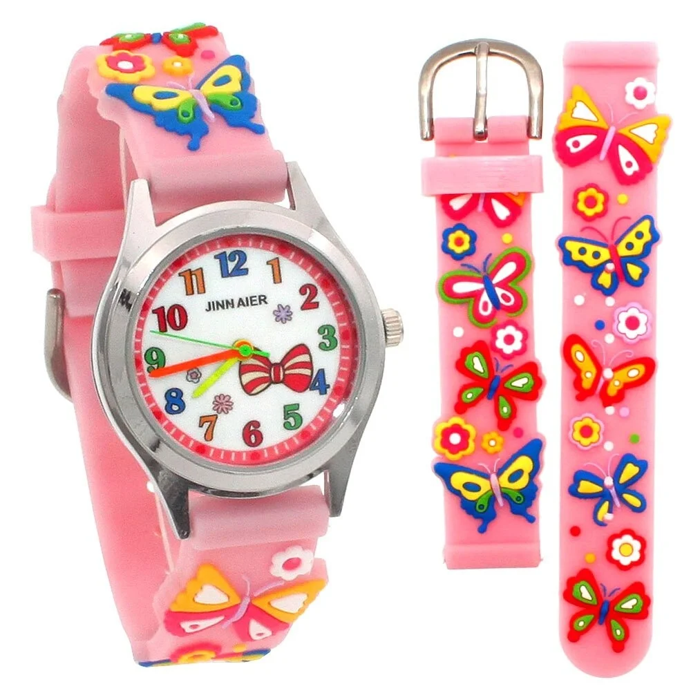 10Pcs 3D Kartun Butterfly Jam Kuarsa Jam Tangan Colorful Digital Anak Laki-laki Kecil Menonton Anak-anak Hadiah Pesta