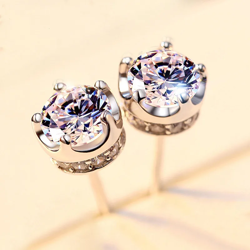 Jellystory Elegant Stud Earrings for Women 925 Silver Jewelry with Amethyst zircon gemstone Earring Wedding Party Gift Wholesale