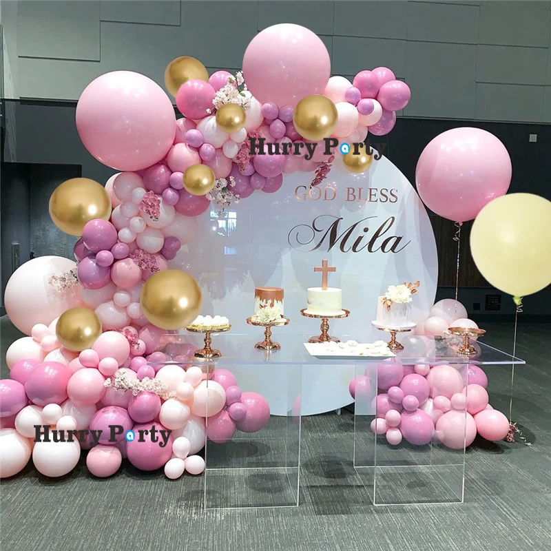 

173pcs Retro Pink Balloon Garland Arch Metallic Gold Balloons 18th Birthday Wedding Party Decoration Baby Shower Supplies