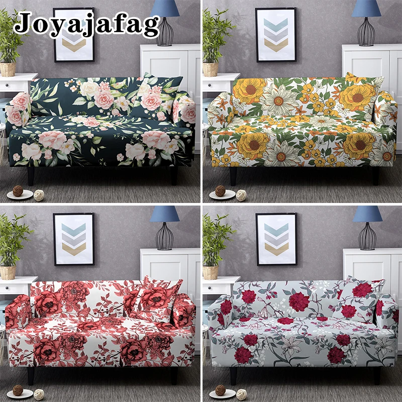 

Beautiful Flowers Sofa Covers For Living Room Corner Floral Print 1/2/3/4 Seats Couch Cover Washable Elastic L Shape Slipcover