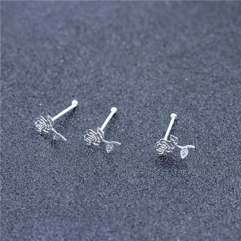 20 Pieces Rose Flower Shape Nose Studs Ball Pin End for Women Girl Nose Rings Piercing Puncture Body Jewelry Universal