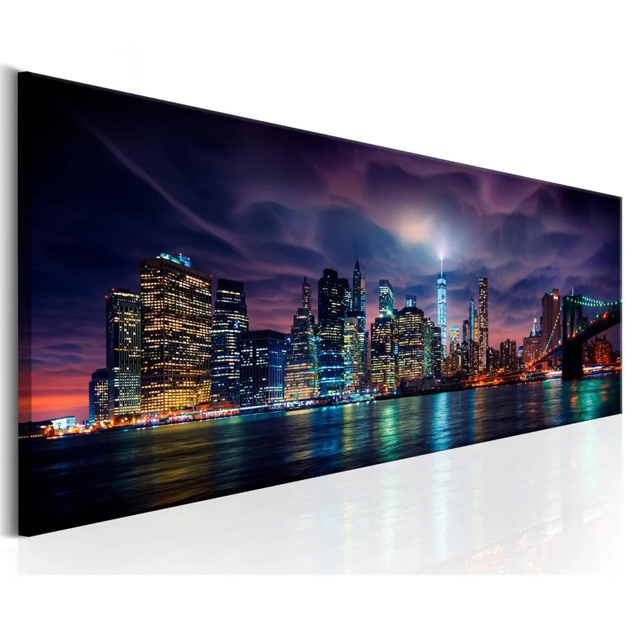 Pintura de diamantes 5D con paisaje nocturno de Nueva York, bordado de diamantes de imitación completo, mosaico de costura, decoración del hogar, regalo AA2486