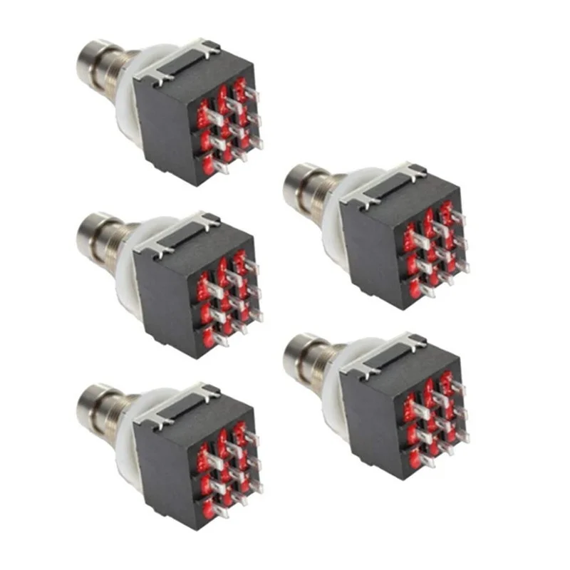 

EE support 5PCS 3PDT 9 Pins Box Stomp Guitar Effect Pedal Foot Switch True Bypass Metal Black