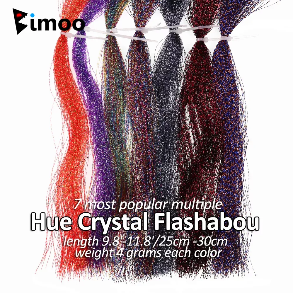 Bimoo 7 Packs Twisted Hue Crystal Flashabou Krystal Tinsel Fly Fishing Tying Flashy Strand for Jig Hook Saltwater Sabiki Rigs