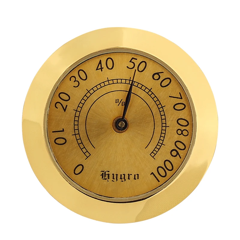 

New 1pcs 37mm Small Round Analog Hygrometer Humidity Gauge Cigar Humidor For Cigar Case Golden Cigar Accessories Free Shippping