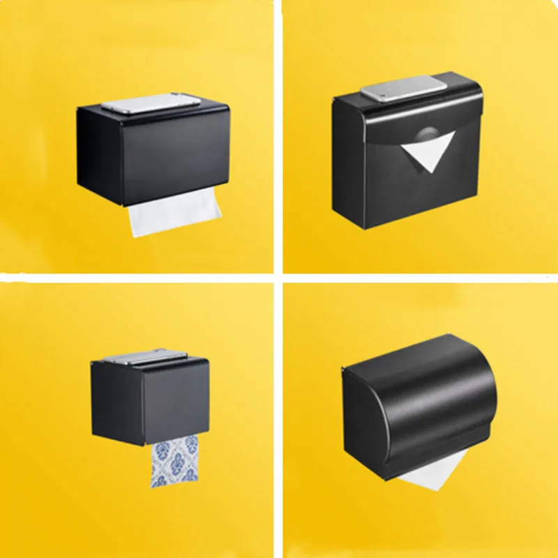 

Punch-free Black Space Aluminum Toilet Paper Holder Household Roll Paper Holder Toilet Paper Holder Tissue Box