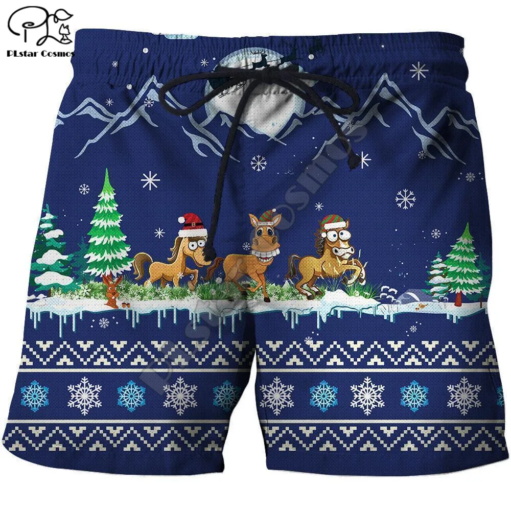 PLstar – Short de plage coloré pour homme et femme, imprimé en 3D, motif joyeux noël, à la mode, décontracté, Style 62