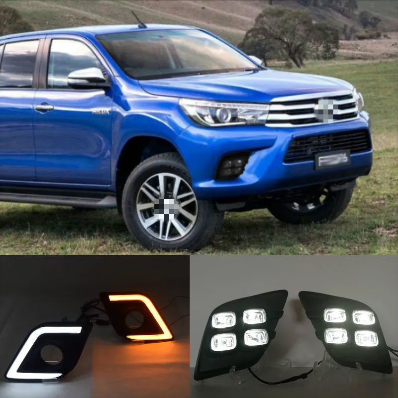 

1Set For Toyota Hilux Revo Vigo 2015 2016 2017 LED DRL Daytime Running Lights Daylight Fog Lamp Decoration Signal