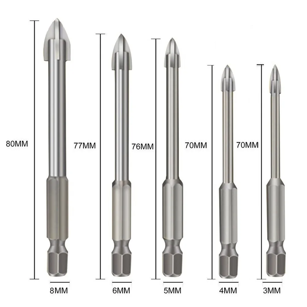 5 sztuk zestaw wierteł 3/4/5/6/8mm wydajne uniwersalne narzędzie do wiercenia wielofunkcyjny krzyż Alloy trójkąt wiertła Hole Opener