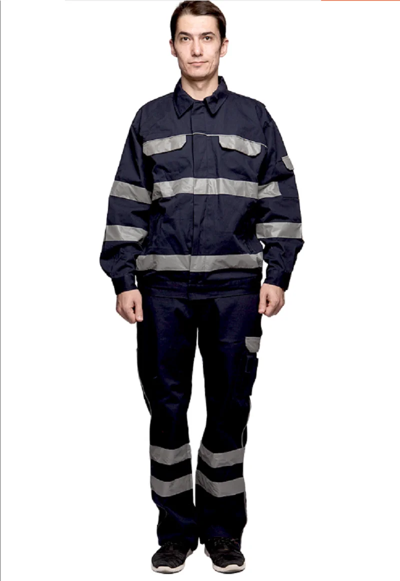 Hi Viz Safety Coverall Durable Reflective Wear-Resistant Uniforms Cotton Welding Suit Workshop Mechanic Electrician Working Suit