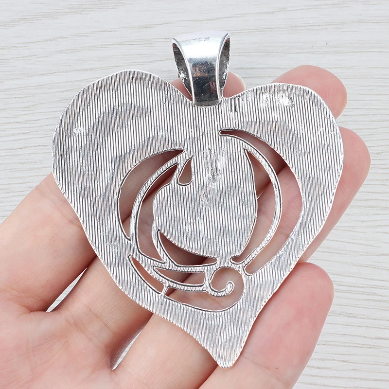 2 x Tibetan Silver Large Open Hammered Heart Charms Pendants for DIY Necklace Jewelry Making Findings Accessories 73x62mm