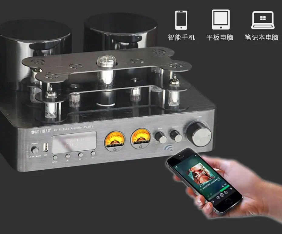 Aosibao-真空管アンプ,Bluetooth,hifi,USB,ハイパワーフィーバー