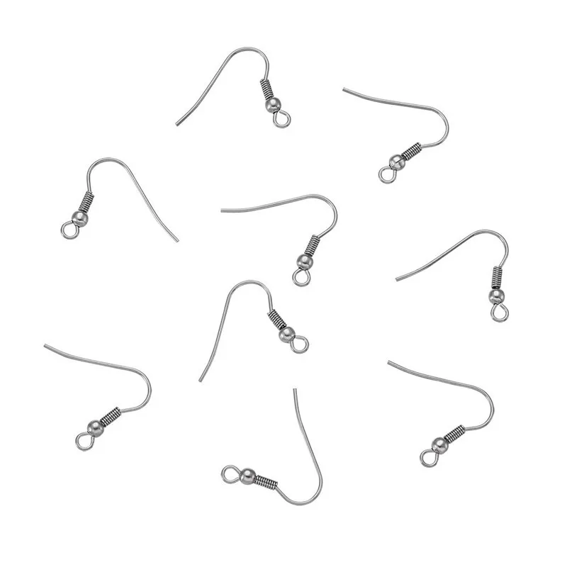 1000pcs 304 Stainless Steel Earring Clasps Hooks Fittings DIY Jewelry Making Accessories 21x21x3mm, Hole: 2mm; Pin: 0.6mm F70