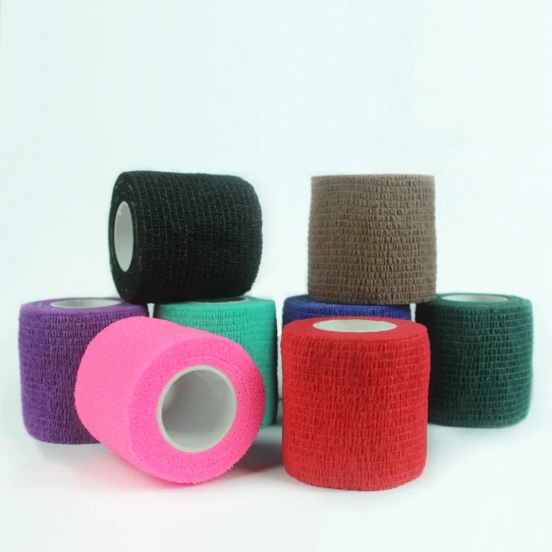 1pc Disposable Self Adhesive Elastic Cotton Bandage For Handle With Tube Tightening Skin Tattoo Accessories Random Color