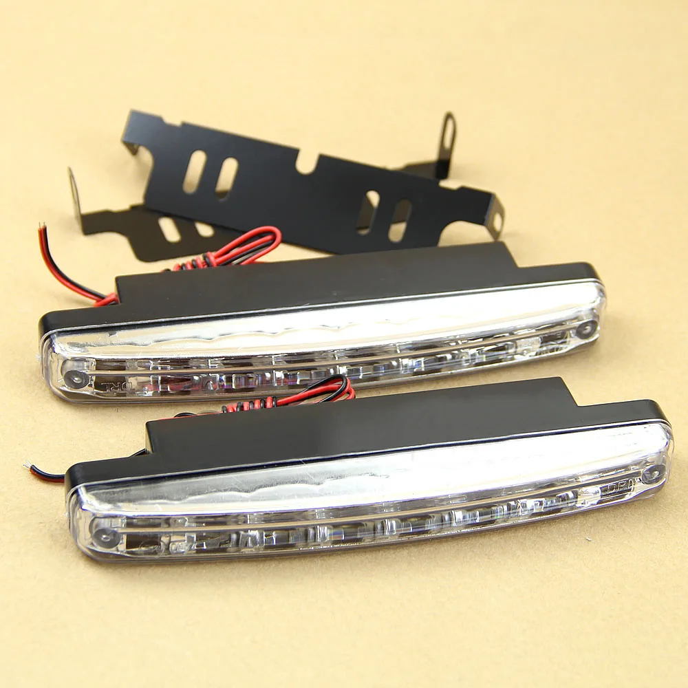 DJSona 2pcs 8 LED Super Bright Car DRL Daytime Running Light Daylight Bulb Head Lamp White Useful High Quality Hot Sale